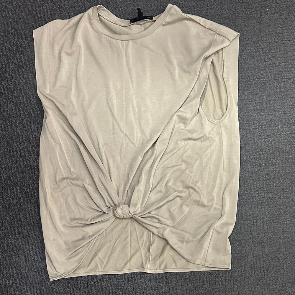 rag & bone Knot Front Sleeveless Tank Top - Beige